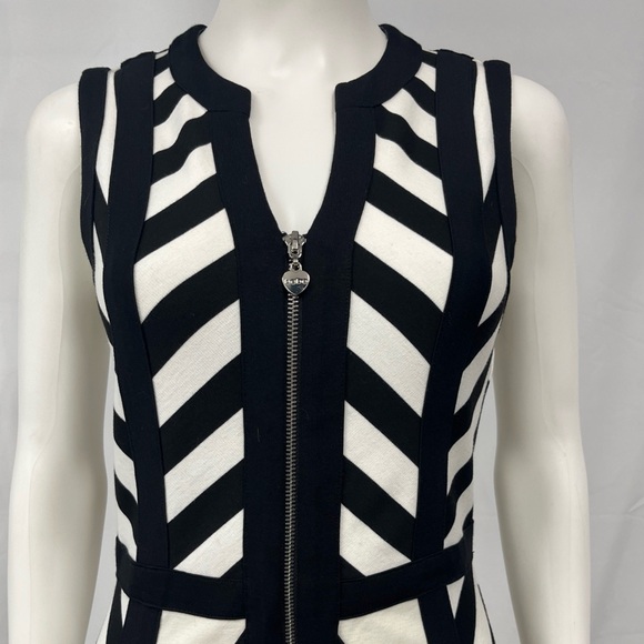 Bebe Y2K Black + White Logo Zip Wiggle Pencil Bodycon Day Night Sexy Dress Small - Picture 3 of 9